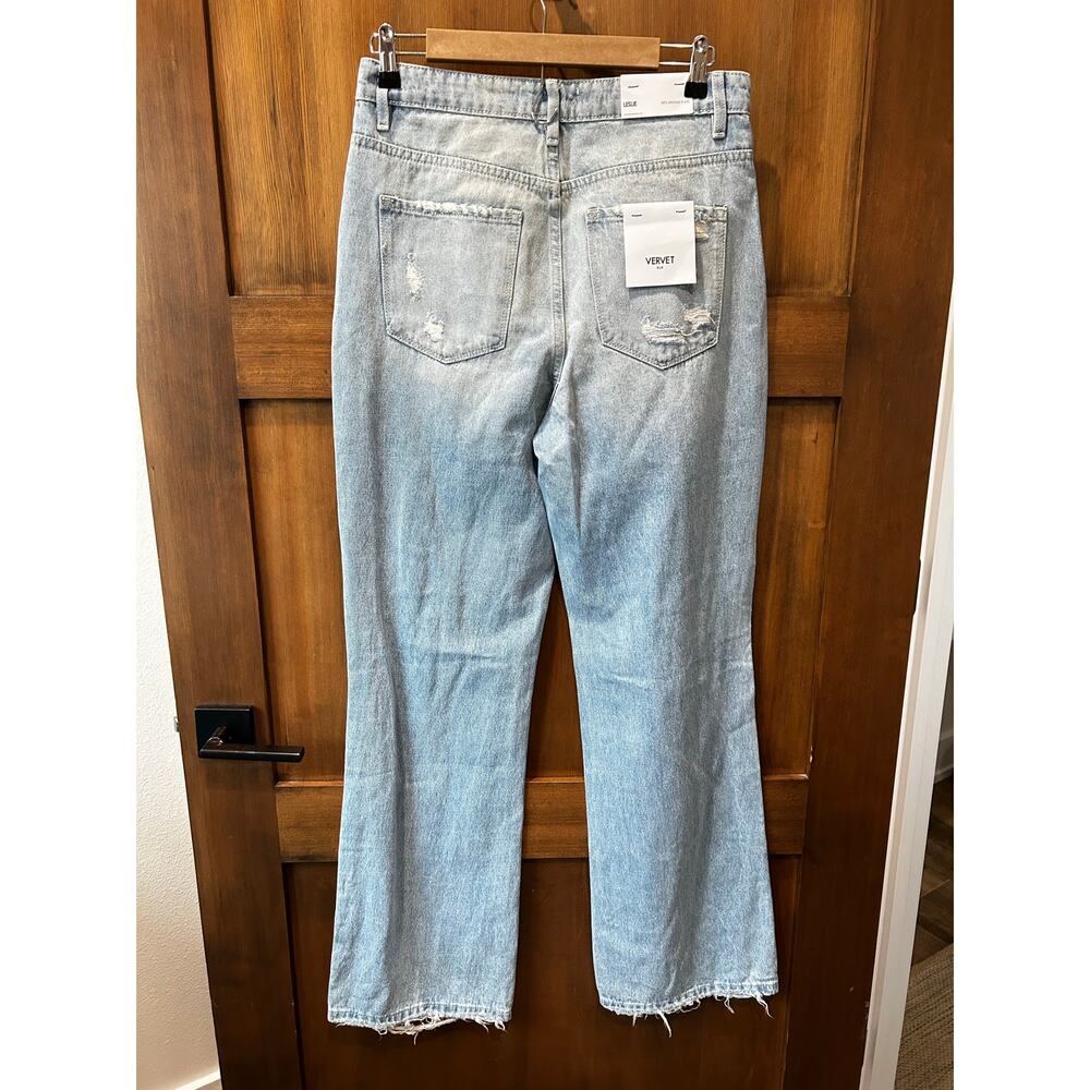 NWT Vervet Leslie 90's Vintage Flare Jeans Distressed Size 29 Light Wash - Picture 2 of 12